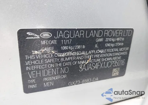 2018 Jaguar Xe 25T z USA, uszkodzony, nr VIN SAJAS4FX1JCP35016